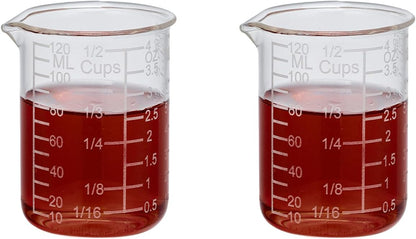 Ackers Etching Scale Measuring Glass V-Shaped Spout Made of High Borosilicate Glass Measuring for Kitchen or Restaurant, Easy to Read,30ML (1 Oz) 丨(2 Pack)