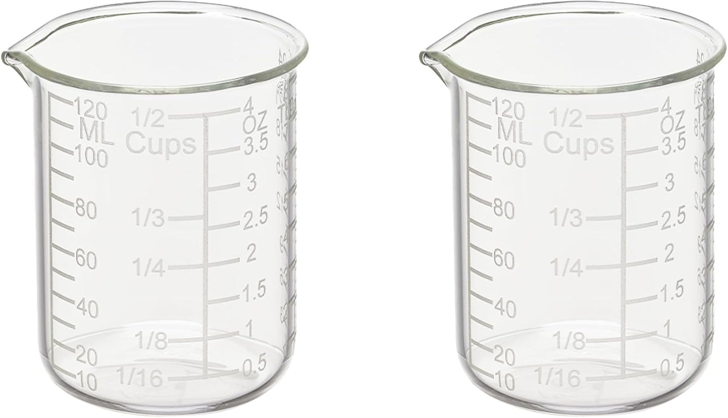 Ackers Etching Scale Measuring Glass V-Shaped Spout Made of High Borosilicate Glass Measuring for Kitchen or Restaurant, Easy to Read,30ML (1 Oz) 丨(2 Pack)