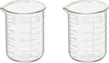 Ackers Etching Scale Measuring Glass V-Shaped Spout Made of High Borosilicate Glass Measuring for Kitchen or Restaurant, Easy to Read,30ML (1 Oz) 丨(2 Pack)