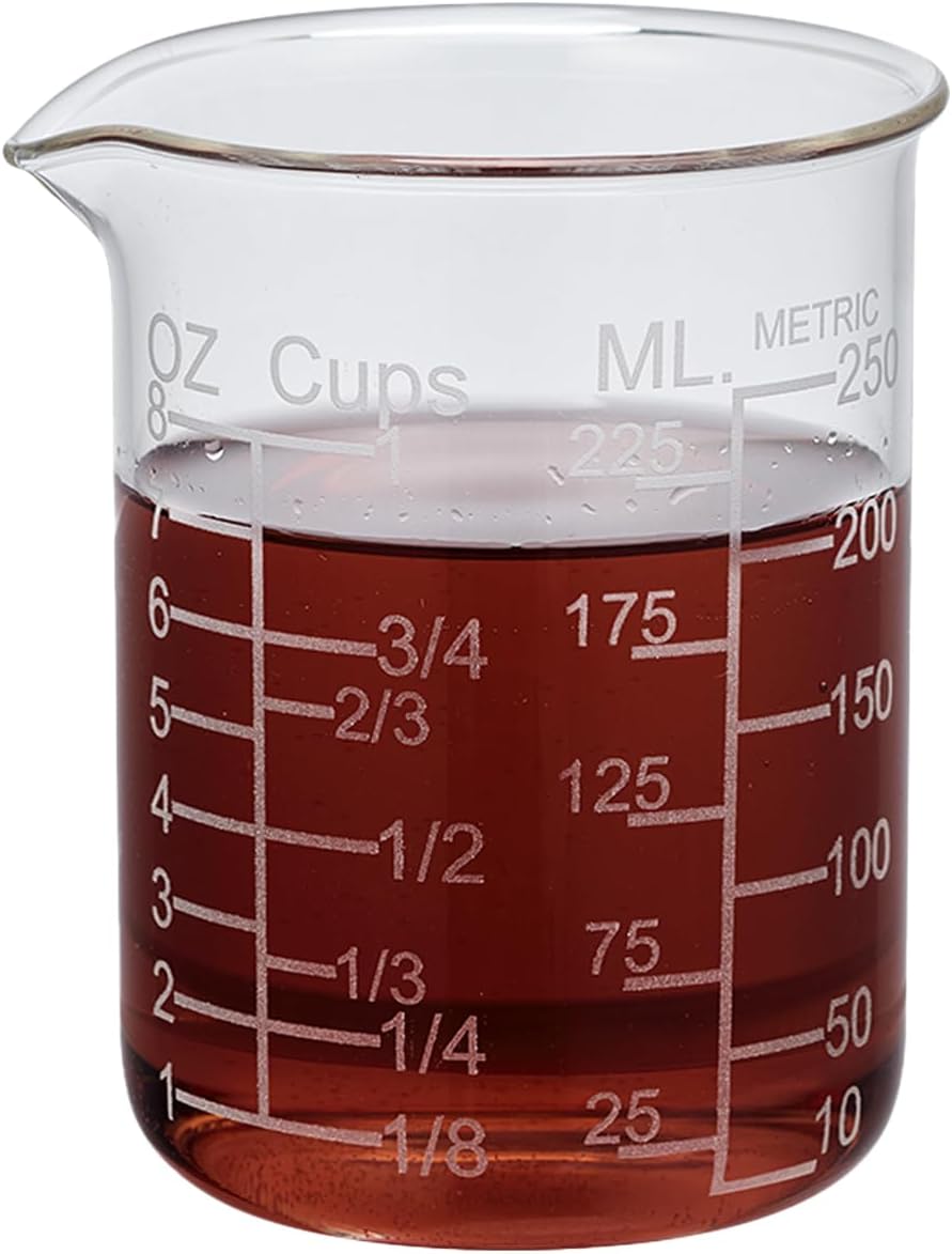 Ackers Etching Scale Measuring Glass V-Shaped Spout Made of High Borosilicate Glass Measuring for Kitchen or Restaurant, Easy to Read,30ML (1 Oz) 丨(2 Pack)
