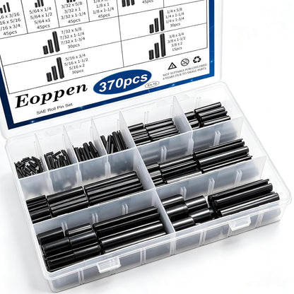 230Pcs SAE Roll Pin Assortment Set - Slotted Spring Pins Steel Split Expansion Pin 10 Sizes 1/16 5/64 3/32 1/8 5/32 3/16 7/32 1/4 5/16 3/8 Inch for Home Improvement Automotive Repair