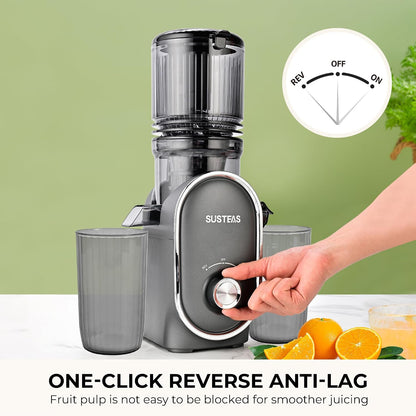 Juicer Machines with 5.3" Extra Wide Chute, Whole Fruits Vegetables | Cold Press Juicer for 50oz Capacity Juice Extractor, High Juice Yield, Easy to Clean, Masticating juicer, Premium Black