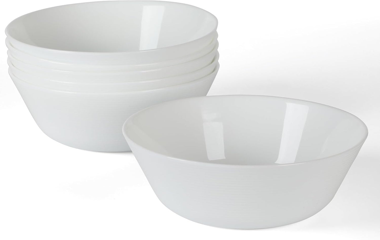 Opalton 6-Piece 6-Inch Soup and Cereal Bowls – Lightweight, Chip and Break Resistant Opal Glass Bowls for Everyday Use