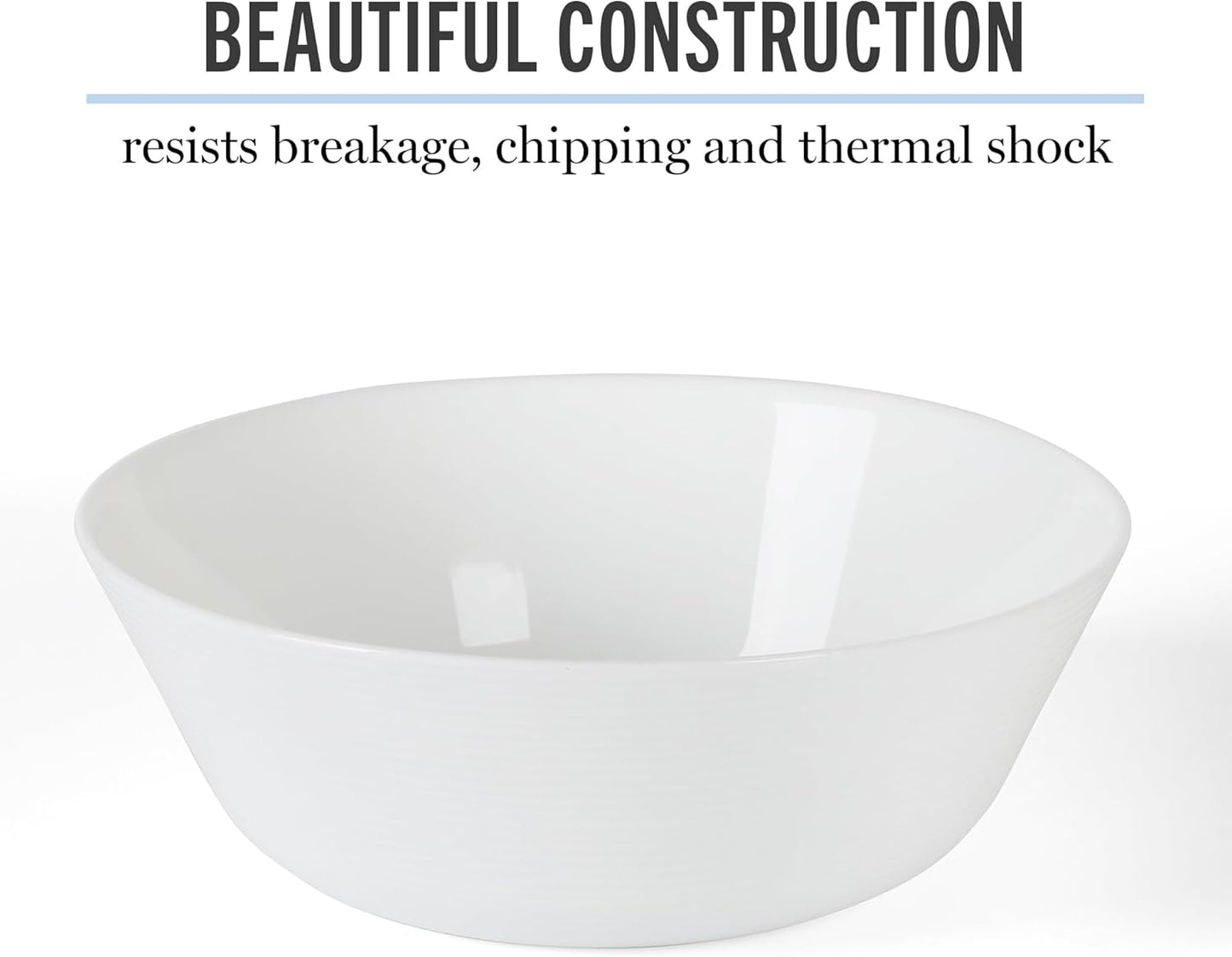 Opalton 6-Piece 6-Inch Soup and Cereal Bowls – Lightweight, Chip and Break Resistant Opal Glass Bowls for Everyday Use