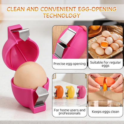 3 PCS 2026 New Egg Shell Opener, Stainless Steel Egg Cracker Tool, Hard Boiled Egg Peeler Tool for Cutting Eggs,Quickly Cutting Off Eggs Breaker Kitchen Gadgets