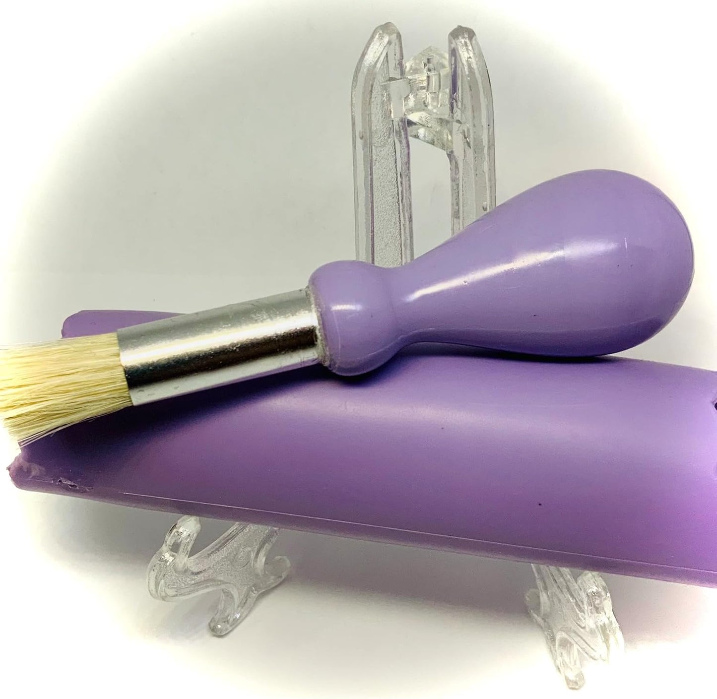Premium Ceramic Garlic Grater Plate Set - Purple Embossed | Includes 5.25" Plate, Peeler, Brush, and Stand - For Strawberries, Ginger, Chocolate, Cheese, and more - Make your own puree!