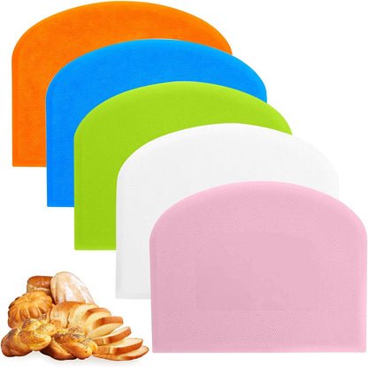 Dough Scraper Bench Scraper 4.65x3.66" Plastic Flexible Bowl Scraper Sharp-Edged Multi-Angle Cake Scraper Non-Slip Baking Tool Decorating Tool Shaping Tool (Five colors)