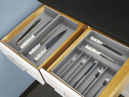 Expandable Kitchen Drawer Flatware Organizer, Gray | Expandable Kitchen Drawer Flatware Organizer, Gray – Adjustable Cutlery Tray with 9 Compartments for Utensils and Silverware