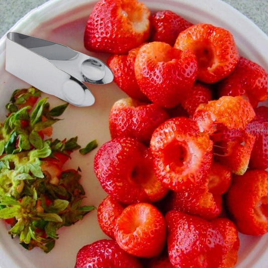 3Pcs Silver Stainless Steel Strawberry Huller Fruit Stem Remover Home Kitchen Tools for Cherry Tomato