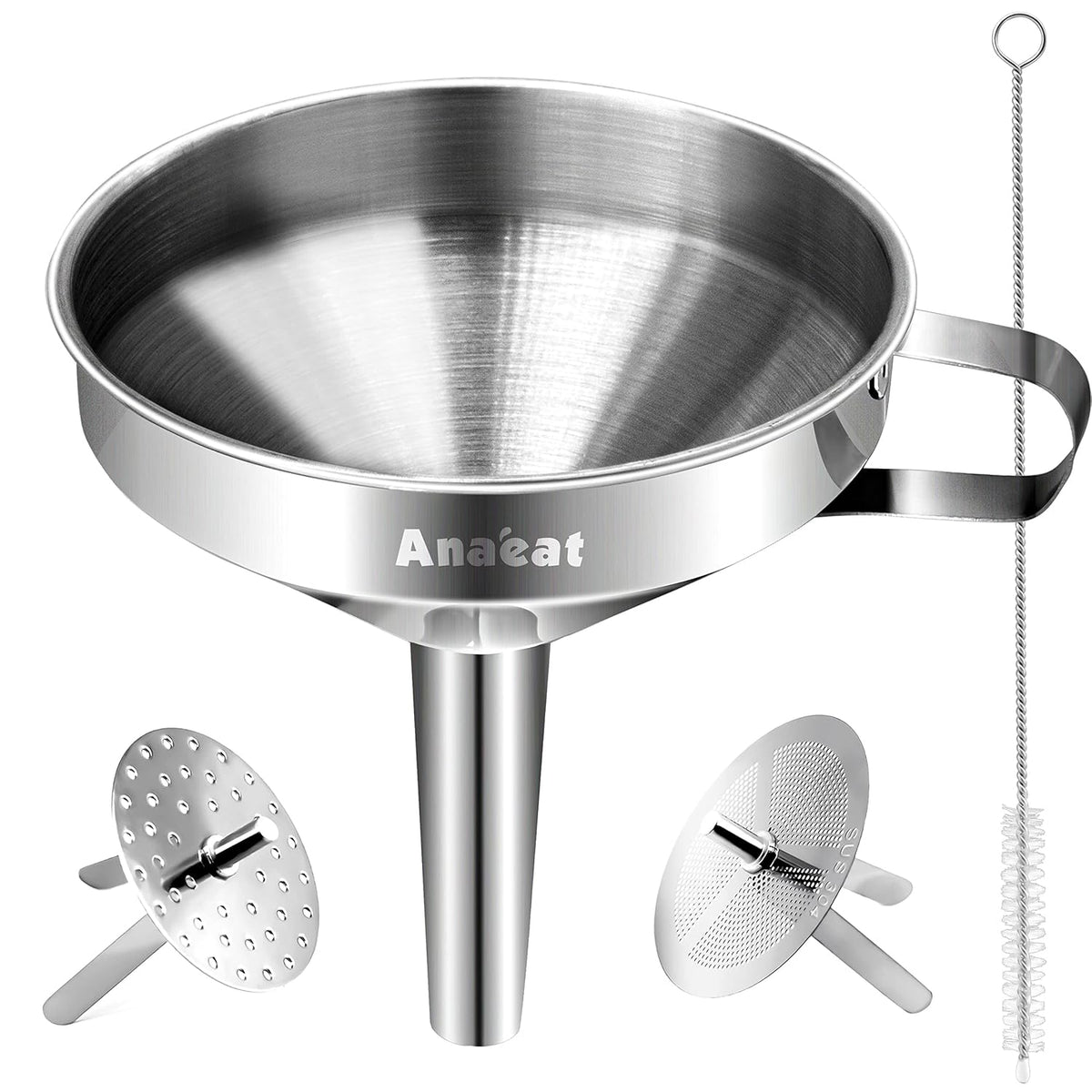 Stainless Steel Mini Kitchen Funnel Set, 3 Pack Durable Metal Filling Funnels for Transferring Liquid, Dry ingredients, Cosmetic Lotion, Fluid, Spices, Powder - Food-Grade & High Heat Resistant