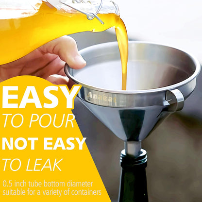 Stainless Steel Mini Kitchen Funnel Set, 3 Pack Durable Metal Filling Funnels for Transferring Liquid, Dry ingredients, Cosmetic Lotion, Fluid, Spices, Powder - Food-Grade & High Heat Resistant
