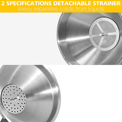 Stainless Steel Mini Kitchen Funnel Set, 3 Pack Durable Metal Filling Funnels for Transferring Liquid, Dry ingredients, Cosmetic Lotion, Fluid, Spices, Powder - Food-Grade & High Heat Resistant