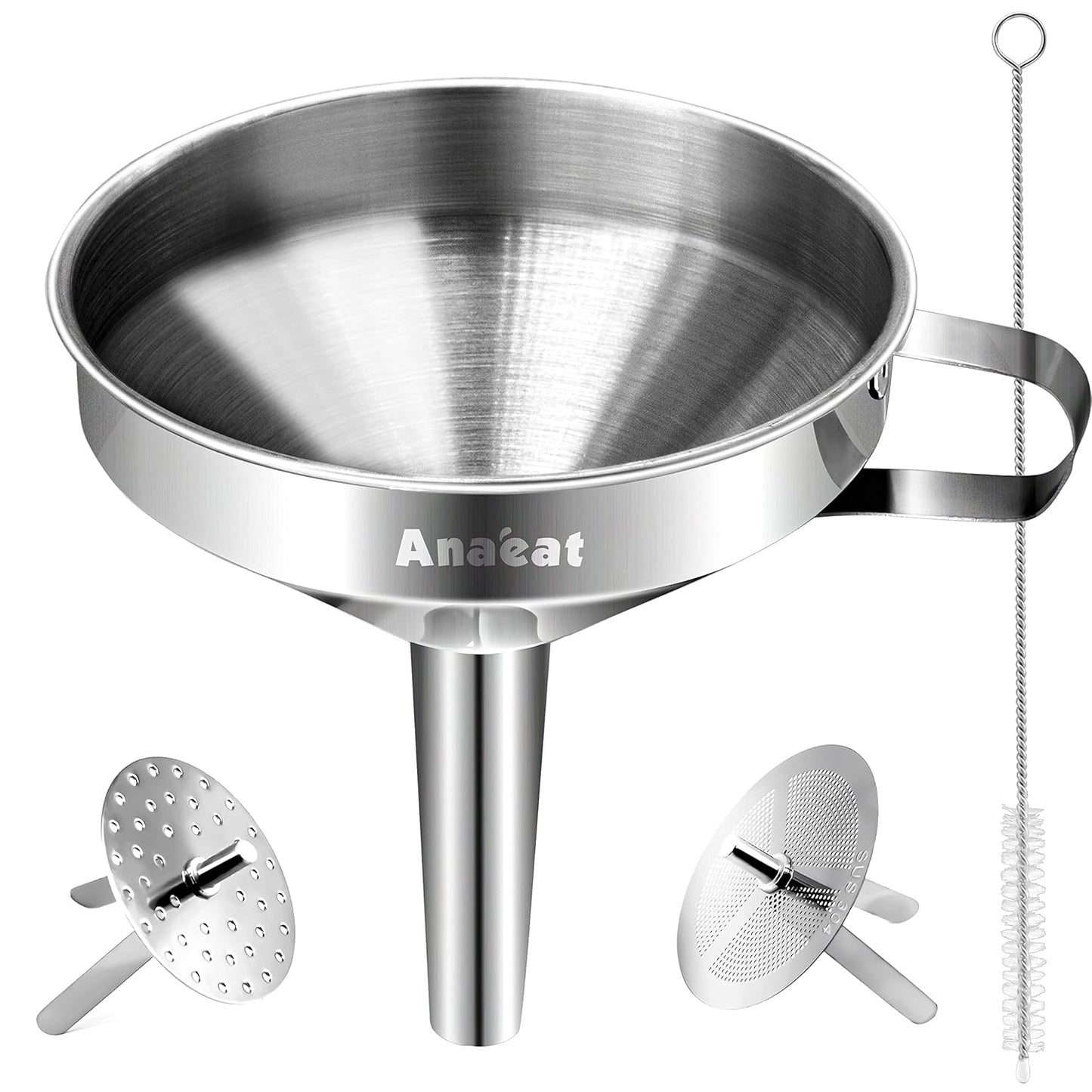 Stainless Steel Mini Kitchen Funnel Set, 3 Pack Durable Metal Filling Funnels for Transferring Liquid, Dry ingredients, Cosmetic Lotion, Fluid, Spices, Powder - Food-Grade & High Heat Resistant