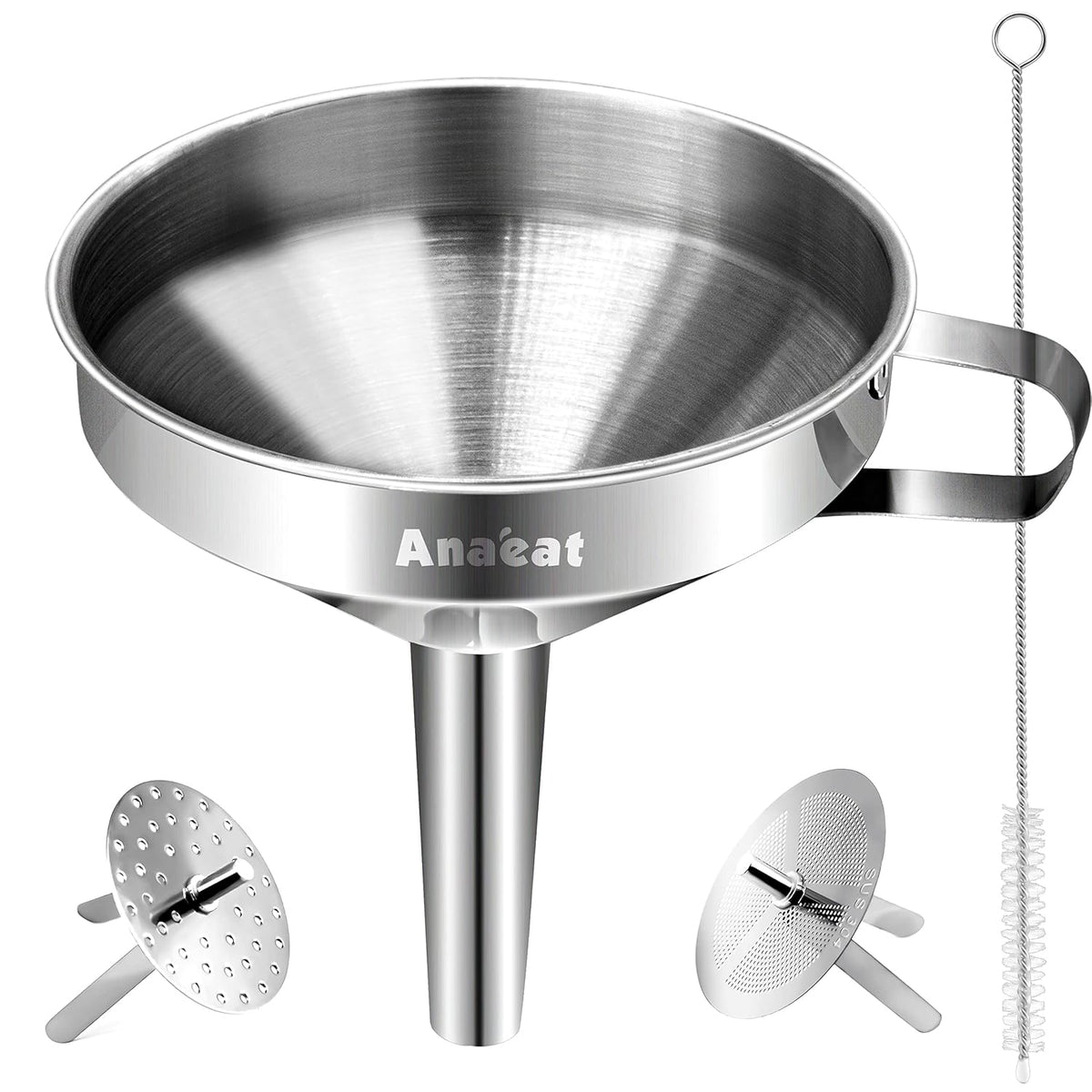 Stainless Steel Mini Kitchen Funnel Set, 3 Pack Durable Metal Filling Funnels for Transferring Liquid, Dry ingredients, Cosmetic Lotion, Fluid, Spices, Powder - Food-Grade & High Heat Resistant