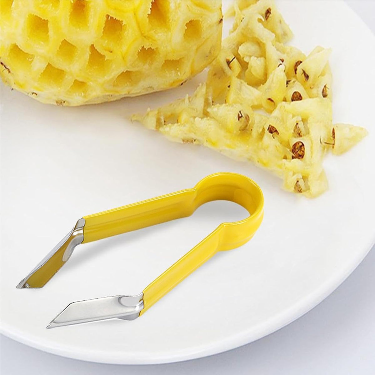 Pineapple Peeler - Multifunctional Pineapple Eye Peeler, Pineapple Corer and Slicer Tool, Strawberry Stem Remover Tool, Portable Kitchen Gadget, Yellow, PN3MAVYLGF1SJ5VN0B9