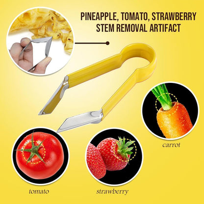 Pineapple Peeler - Multifunctional Pineapple Eye Peeler, Pineapple Corer and Slicer Tool, Strawberry Stem Remover Tool, Portable Kitchen Gadget, Yellow, PN3MAVYLGF1SJ5VN0B9