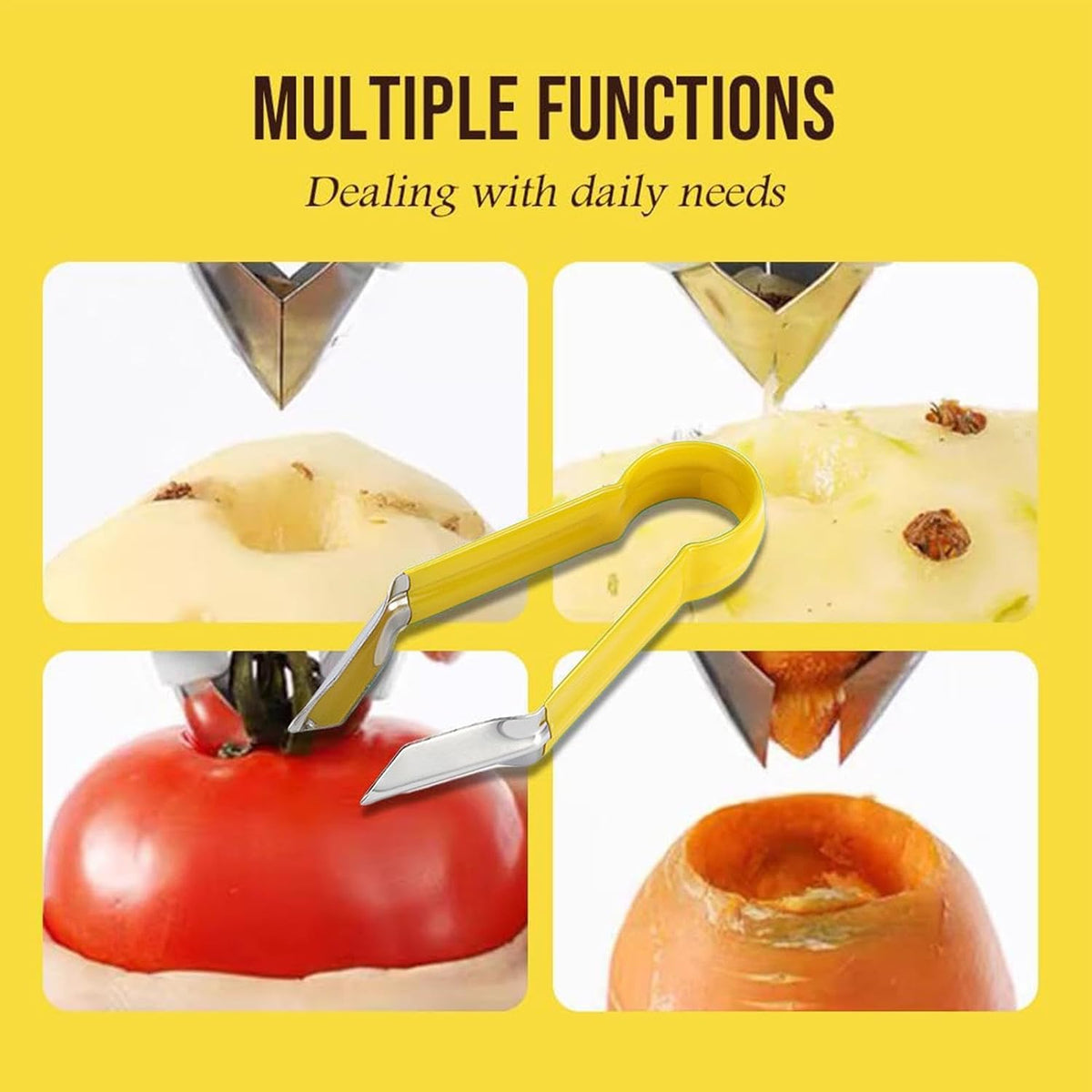 Pineapple Peeler - Multifunctional Pineapple Eye Peeler, Pineapple Corer and Slicer Tool, Strawberry Stem Remover Tool, Portable Kitchen Gadget, Yellow, PN3MAVYLGF1SJ5VN0B9