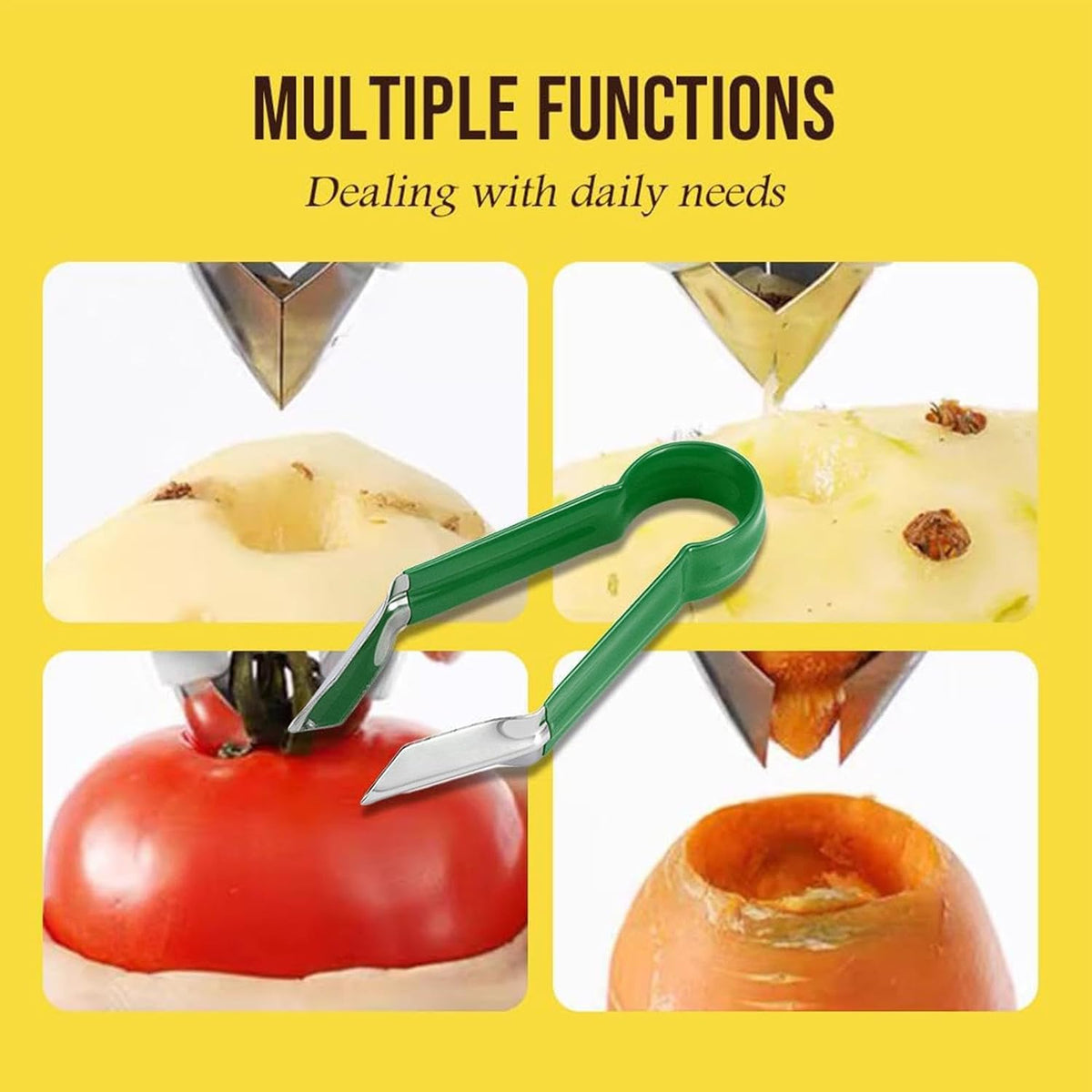 Pineapple Peeler - Multifunctional Pineapple Eye Peeler, Pineapple Corer and Slicer Tool, Strawberry Stem Remover Tool, Portable Kitchen Gadget, Yellow, PN3MAVYLGF1SJ5VN0B9