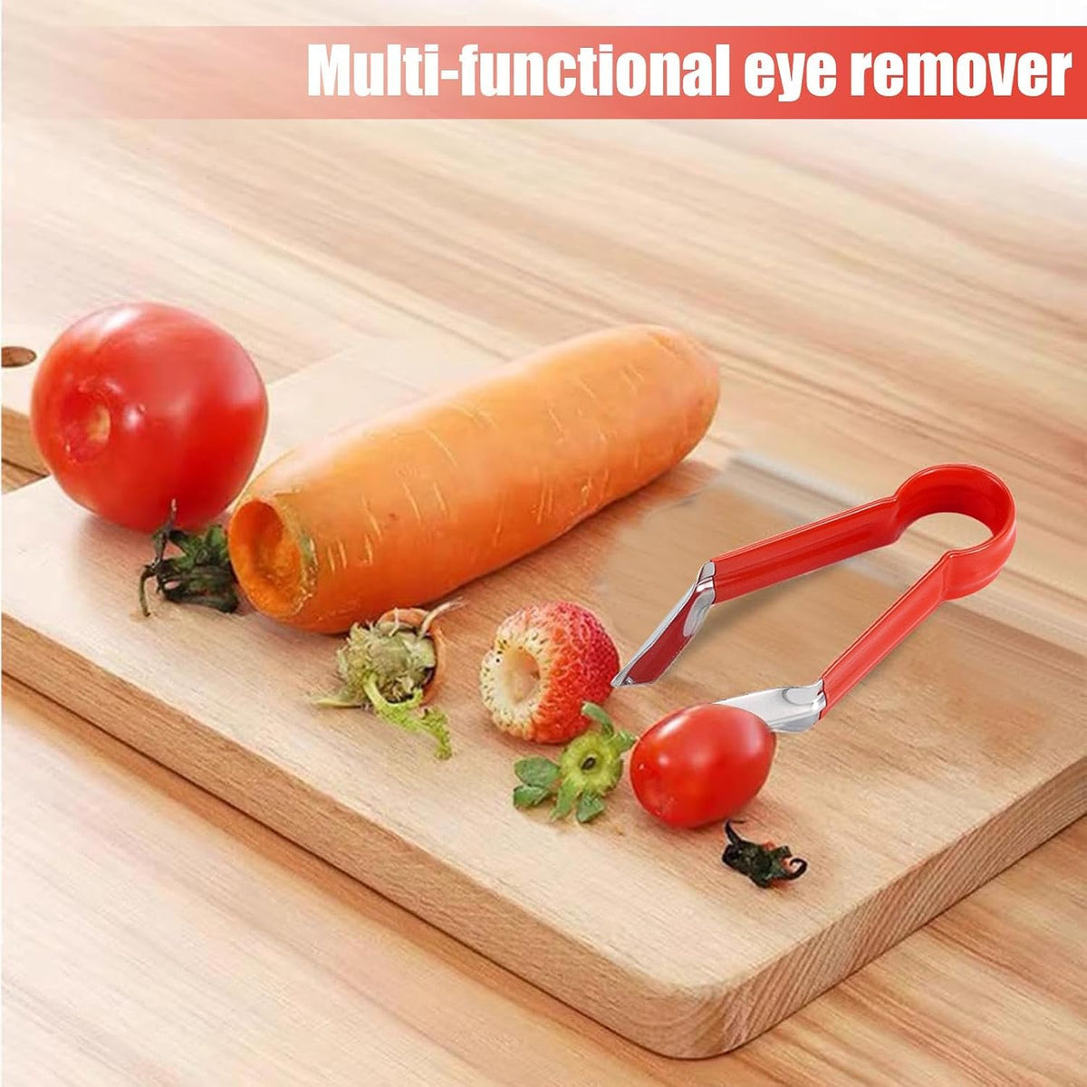 Pineapple Peeler - Multifunctional Pineapple Eye Peeler, Pineapple Corer and Slicer Tool, Strawberry Stem Remover Tool, Portable Kitchen Gadget, Yellow, PN3MAVYLGF1SJ5VN0B9