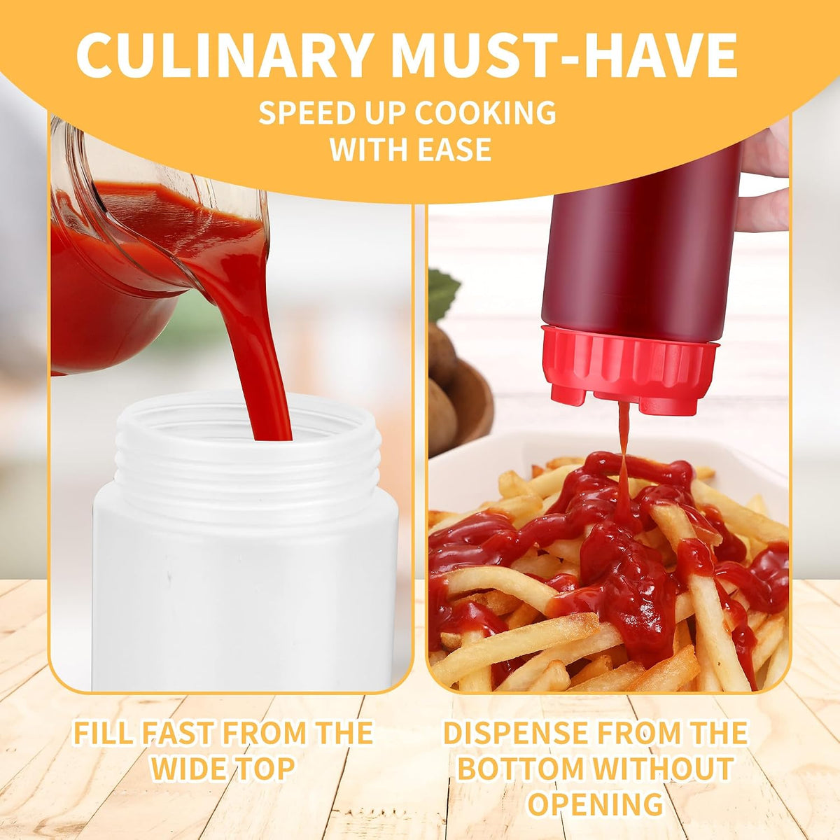20 oz Inverted Condiment Squeeze Bottles, Leak-proof Refillable Sauce Container for All Types Liquid, Plastic Squeeze Dispenser for Ketchup Mustard Mayo Honey Syrup Oil