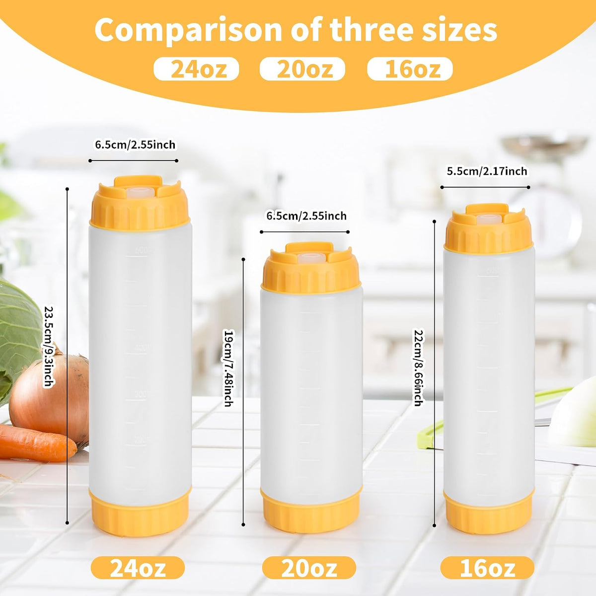 20 oz Inverted Condiment Squeeze Bottles, Leak-proof Refillable Sauce Container for All Types Liquid, Plastic Squeeze Dispenser for Ketchup Mustard Mayo Honey Syrup Oil