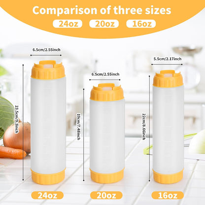 20 oz Inverted Condiment Squeeze Bottles, Leak-proof Refillable Sauce Container for All Types Liquid, Plastic Squeeze Dispenser for Ketchup Mustard Mayo Honey Syrup Oil