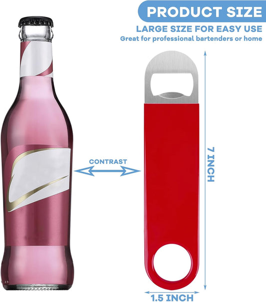 3 Pack Bottle Openers,Beer Bottle Openers, Speed Openers, Stainless Steel Flat Bottle Opener with Exquisite Packaging, for Kitchen, Bar or Restaurant 7 inches Red, Black, Blue