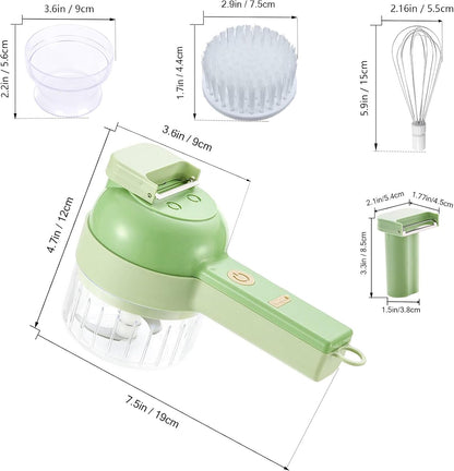 5 in 1 Electric Vegetable Chopper Set, Electric Food Processor with Egg & Cream Beater and Clean Brush, Multifunction Handheld Veggie Chopper for Salad Onion Chili Pepper Celery Meat Ginger
