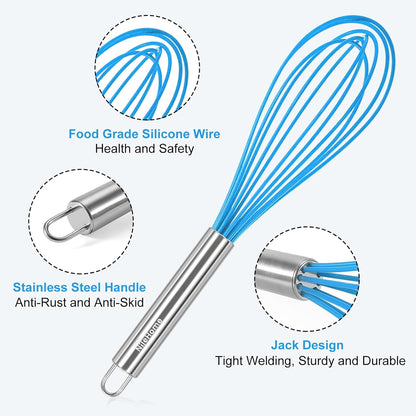 Stainless Steel Whisk Set 8" 10" 12" Kitchen Whisk Balloon Whisk Kitchen Wisk Wire Whisks for Cooking, Whisking, Blending, Beating, Stirring-3 Pack…