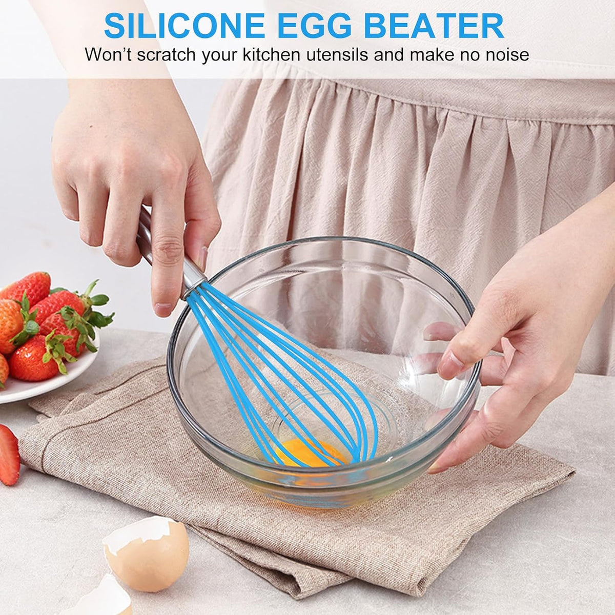 Stainless Steel Whisk Set 8" 10" 12" Kitchen Whisk Balloon Whisk Kitchen Wisk Wire Whisks for Cooking, Whisking, Blending, Beating, Stirring-3 Pack…