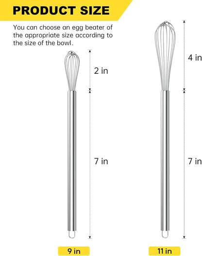 Stainless Steel Whisk Set 8" 10" 12" Kitchen Whisk Balloon Whisk Kitchen Wisk Wire Whisks for Cooking, Whisking, Blending, Beating, Stirring-3 Pack…