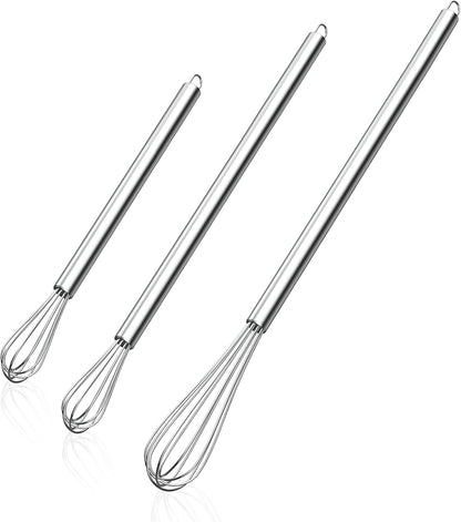 Stainless Steel Whisk Set 8" 10" 12" Kitchen Whisk Balloon Whisk Kitchen Wisk Wire Whisks for Cooking, Whisking, Blending, Beating, Stirring-3 Pack…