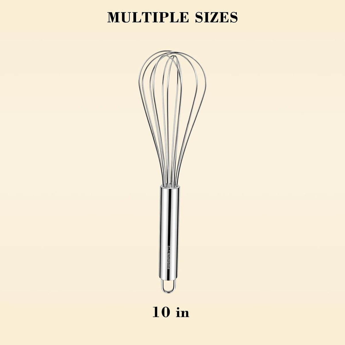 Stainless Steel Whisk Set 8" 10" 12" Kitchen Whisk Balloon Whisk Kitchen Wisk Wire Whisks for Cooking, Whisking, Blending, Beating, Stirring-3 Pack…