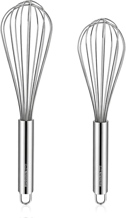 Stainless Steel Whisk Set 8" 10" 12" Kitchen Whisk Balloon Whisk Kitchen Wisk Wire Whisks for Cooking, Whisking, Blending, Beating, Stirring-3 Pack…