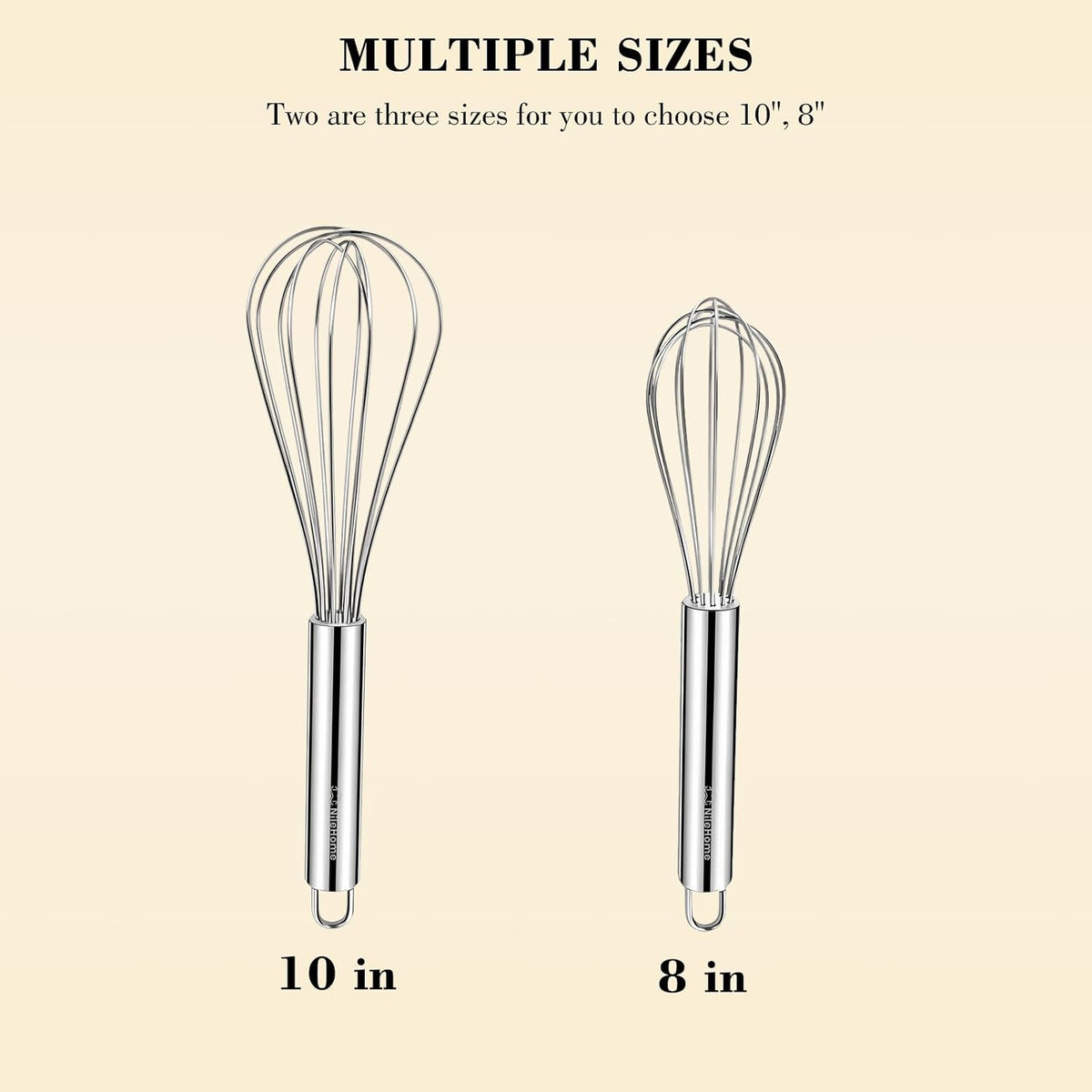 Stainless Steel Whisk Set 8" 10" 12" Kitchen Whisk Balloon Whisk Kitchen Wisk Wire Whisks for Cooking, Whisking, Blending, Beating, Stirring-3 Pack…