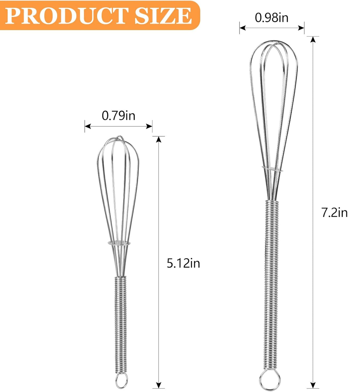 Stainless Steel Whisk Set 8" 10" 12" Kitchen Whisk Balloon Whisk Kitchen Wisk Wire Whisks for Cooking, Whisking, Blending, Beating, Stirring-3 Pack…