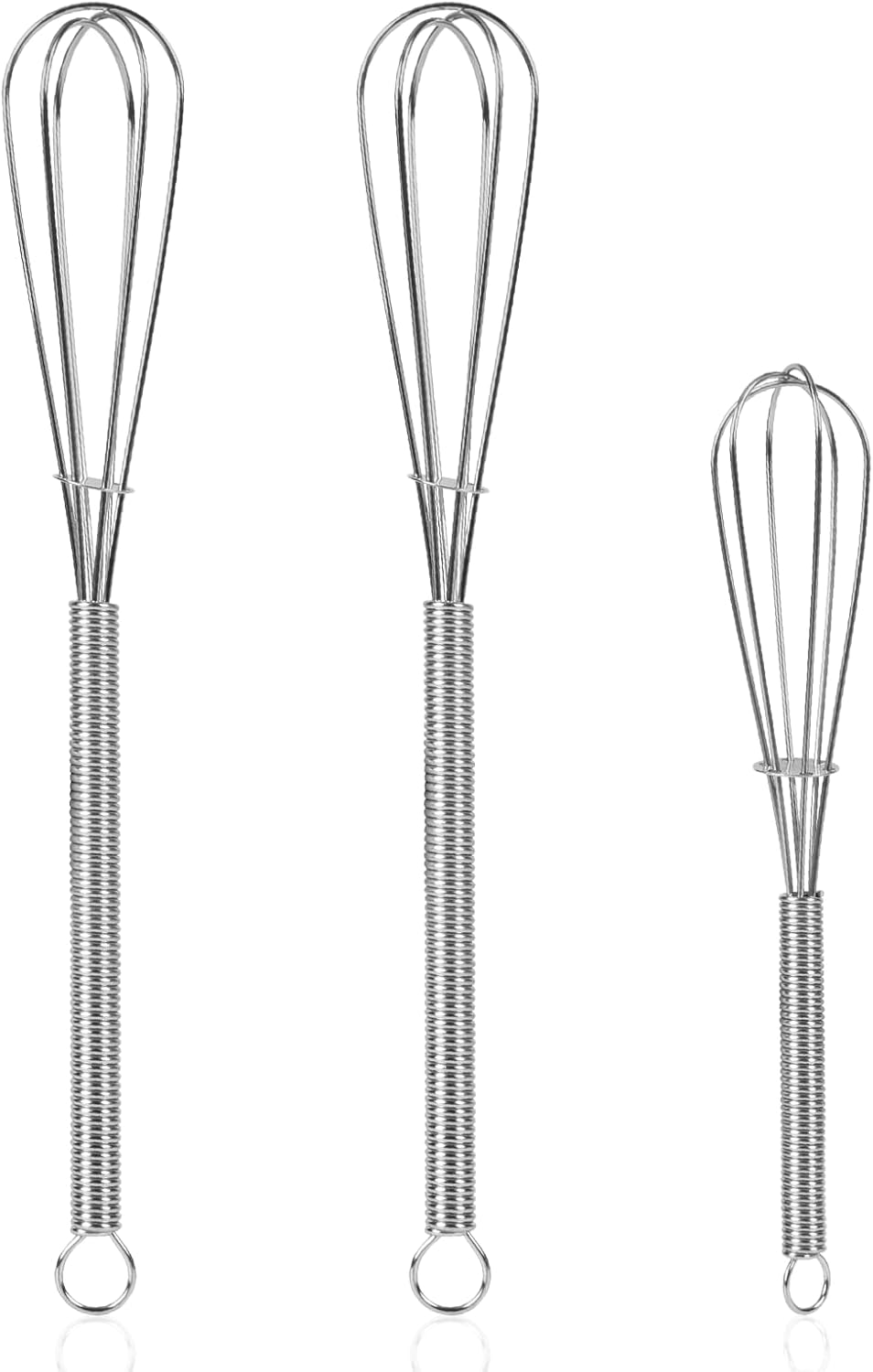 Stainless Steel Whisk Set 8" 10" 12" Kitchen Whisk Balloon Whisk Kitchen Wisk Wire Whisks for Cooking, Whisking, Blending, Beating, Stirring-3 Pack…
