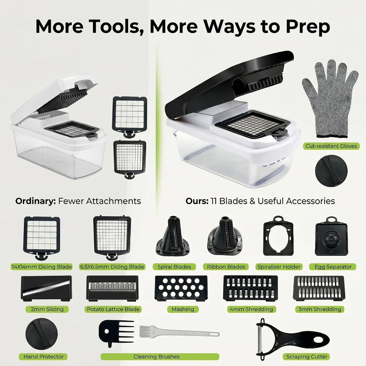 Veggie Chopper & Onion Dicer, Spiralizer, Container, Safety Glove