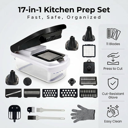 Veggie Chopper & Onion Dicer, Spiralizer, Container, Safety Glove