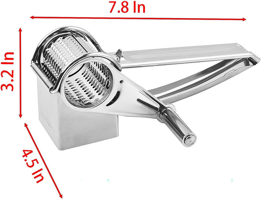 Rotating Cheese Slicer, 7.8 Inch x 4.5 Inch x 3.2 Inch Stainless Steel Grater Shred Machine for Vegetables, Cheese and Lemon (1)