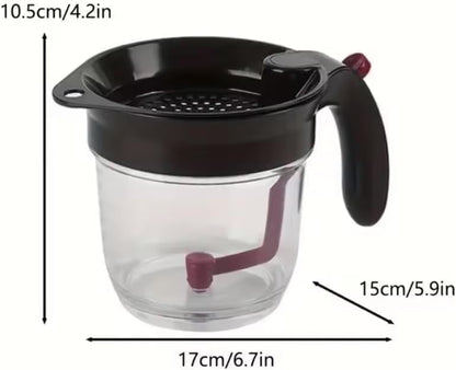 Fat Separator Bottom for Mess-Free Straining Built-in Oil Strainer for Efficient Grease Separation Essential Kitchen Utensil