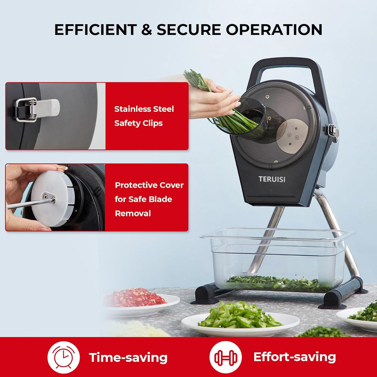 Electric Vegetable Chopper, 200W Commercial Vegetable Slicer, Scallion Cutter Food Processor With 3 Feed Ports, 1-5mm Adjustable Thickness, 6000RPM For Onion Garlic Ginger Chili Potato,110V