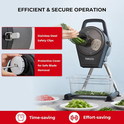 Electric Vegetable Chopper, 200W Commercial Vegetable Slicer, Scallion Cutter Food Processor With 3 Feed Ports, 1-5mm Adjustable Thickness, 6000RPM For Onion Garlic Ginger Chili Potato,110V