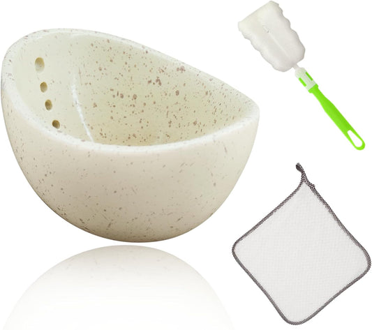 1Pcs Herb Stripper, Pottery Herb Stripper Bowl，Comes With A Cleaning Cloth And A Cleaning Brush.Suitable For Stripping Leafy Herbs.