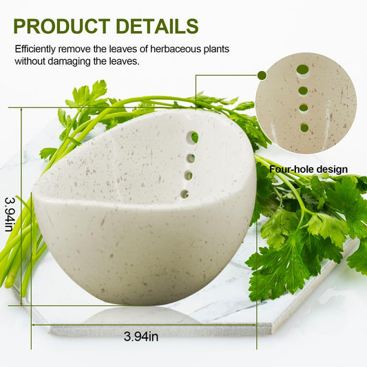1Pcs Herb Stripper, Pottery Herb Stripper Bowl，Comes With A Cleaning Cloth And A Cleaning Brush.Suitable For Stripping Leafy Herbs.