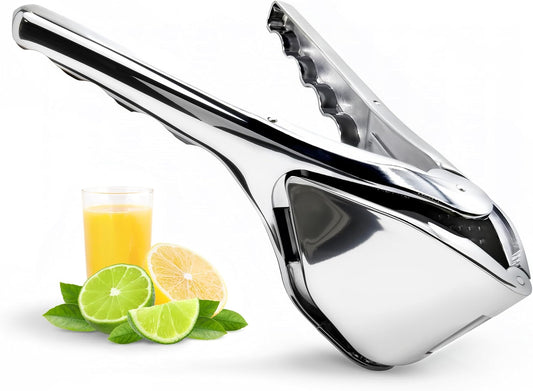 Lemon Squeezer, Handheld Citrus Juicer for Lemon Citrus Lime, Silver | Solid weight food-grade press, Handheld, Gets Every Last Drop, Easy to Clean and Place