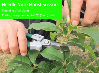 Floral Pruning Shears, Aluminium Handle With Stainless Steel Needle Nose Blade, for Arranging Flowers, Trimming Plants and Harvesting Herbs, Fruits or Vegetables, Florist Scissors 8-Inch (Straight)