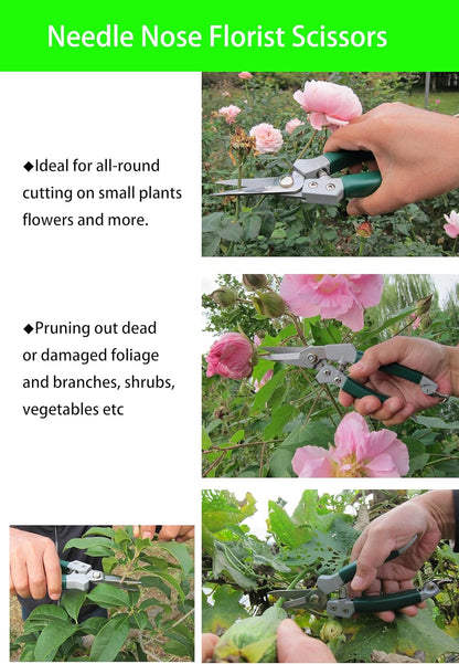 Floral Pruning Shears, Aluminium Handle With Stainless Steel Needle Nose Blade, for Arranging Flowers, Trimming Plants and Harvesting Herbs, Fruits or Vegetables, Florist Scissors 8-Inch (Straight)