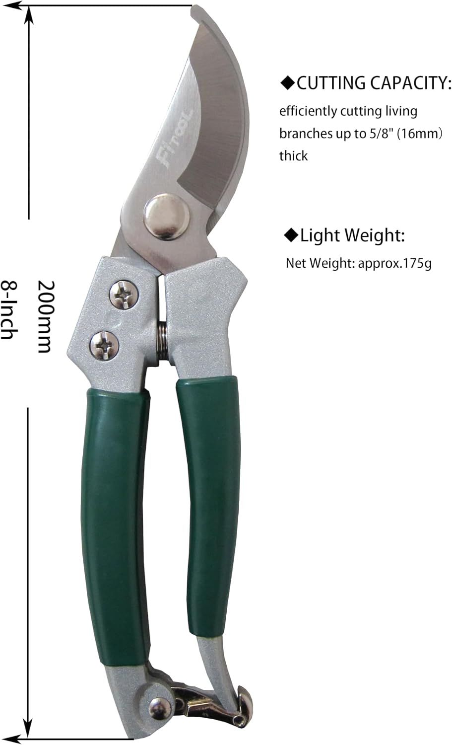 Floral Pruning Shears, Aluminium Handle With Stainless Steel Needle Nose Blade, for Arranging Flowers, Trimming Plants and Harvesting Herbs, Fruits or Vegetables, Florist Scissors 8-Inch (Straight)
