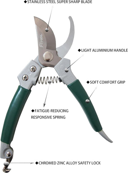 Floral Pruning Shears, Aluminium Handle With Stainless Steel Needle Nose Blade, for Arranging Flowers, Trimming Plants and Harvesting Herbs, Fruits or Vegetables, Florist Scissors 8-Inch (Straight)